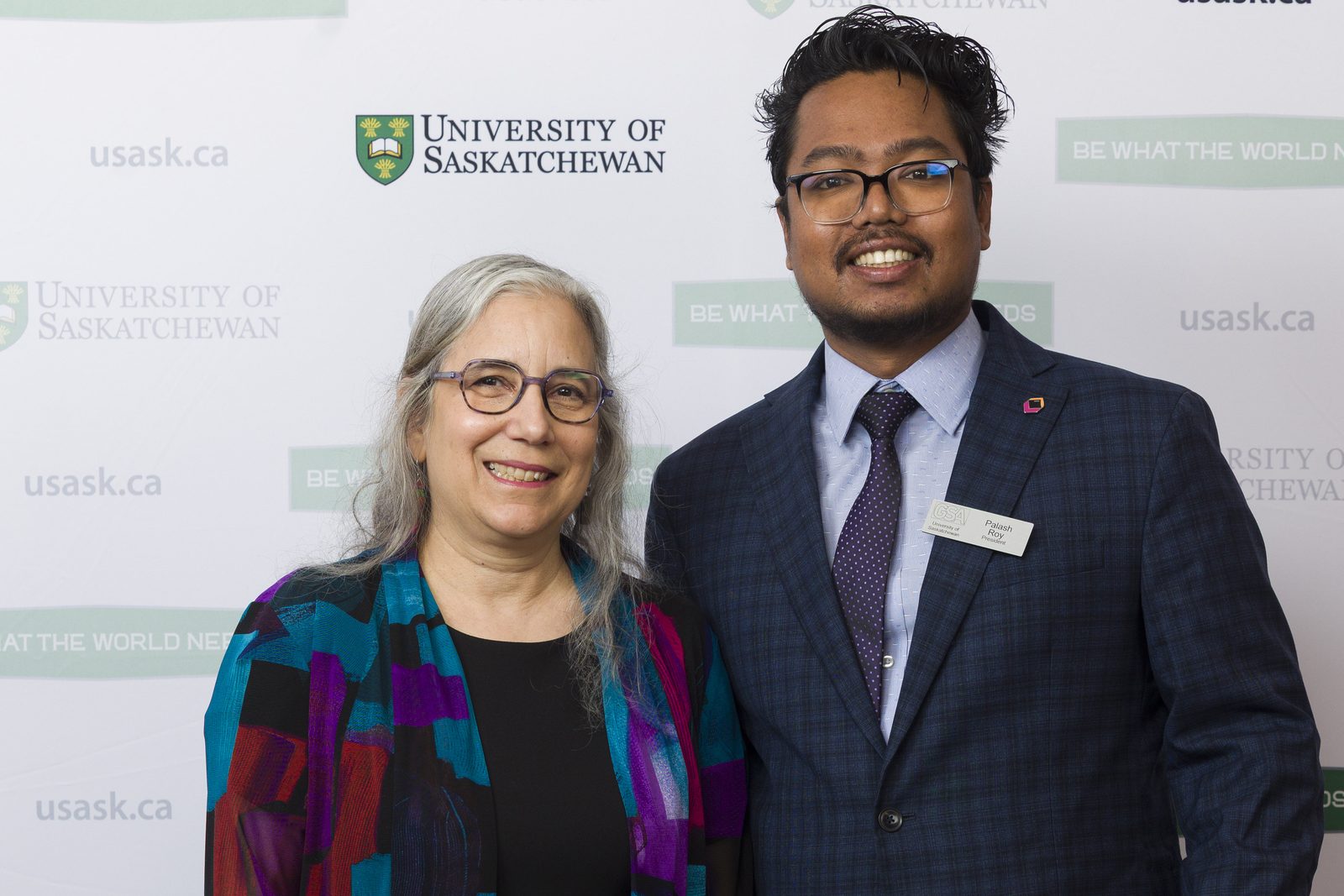 Palash Roy - With Dr. Deborah (Debby) Burshtyn, Dean of the College of Graduate and Postdoctoral Studies (CGPS), at the 2026 GSA Awards & Gala. Palash Roy with Dr. Deborah Burshtyn, Dean of the College of Graduate and Postdoctoral Studies, at the 2026 University of Saskatchewan GSA Awards and Gala