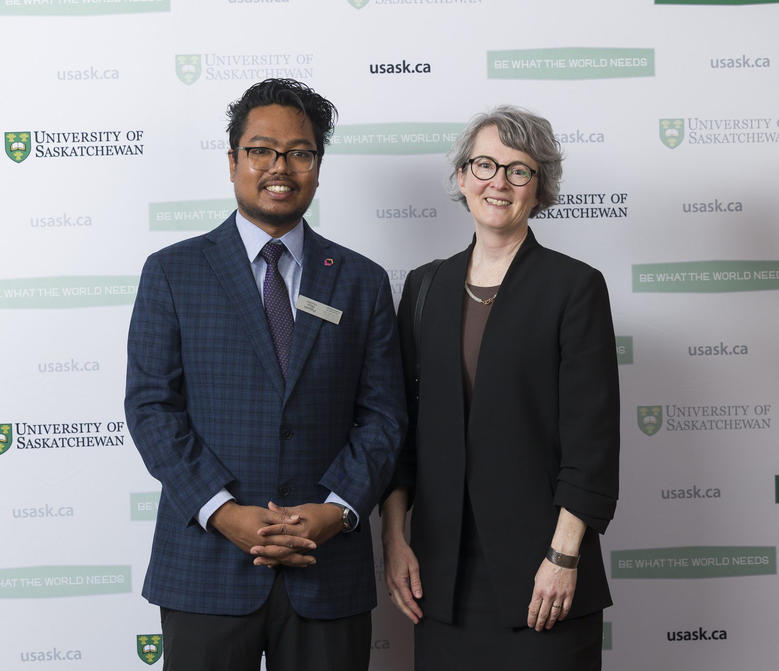 Palash Roy - With Dr. Marjorie Delbaere, Interim Vice-Provost, Students and Learning, at the 2026 GSA Awards & Gala. Palash Ranjan Roy with Dr. Marjorie Delbaere, Interim Vice-Provost Students and Learning, at the 2026 University of Saskatchewan GSA Awards and Gala